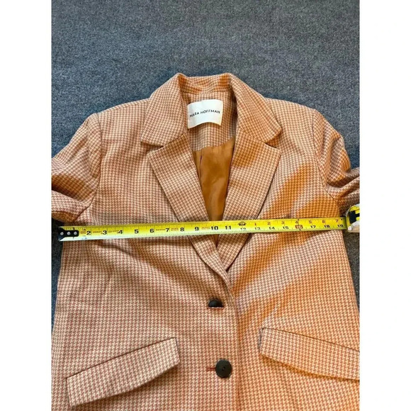 Mara Hoffman Tatum Beige Houndstooth Single Breasted Oversized Blazer Ja… - Picture 12 of 15